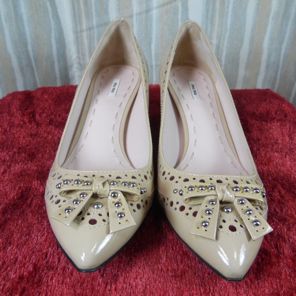 Miu Miu Kitten-Heel Bow Oxford Pump by Prada